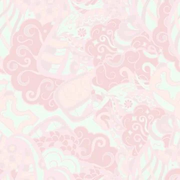 Tracery seamless pattern. Mehndi design. Pastel. 6 colors. Ethnic doodle text Ilustración de archivo