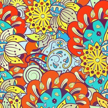 Tracery seamless pattern. Mehndi design. Ethnic doodle texture. Curved doodli Stock Illustration