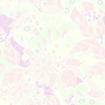 Tracery seamless pattern. Mehndi design. Pastel. 6 colors. Ethnic doodle text Stock Illustration