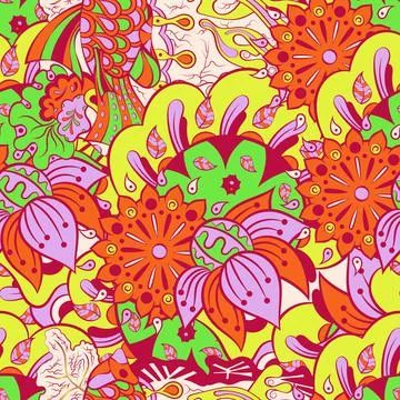 Tracery seamless pattern. Mehndi design. 6 colors. Ethnic doodle texture. Cur Illustrazione stock