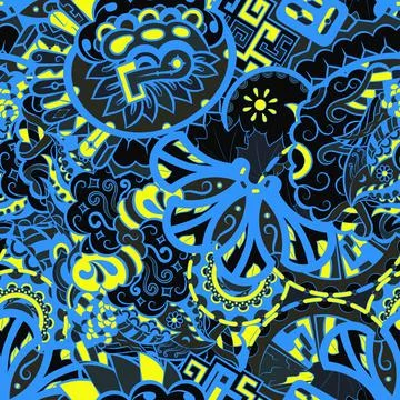 Tracery seamless pattern. Mehndi design. Dark sharp colors. 6 colors. Ethnic  스톡 일러스트