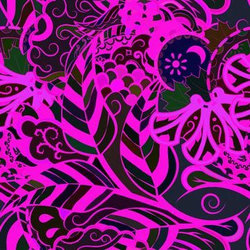 Tracery seamless pattern. Mehndi design. Dark sharp colors. Ethnic doodle tex 스톡 일러스트