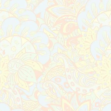 Tracery seamless pattern. Mehndi design. Pastel. 7 colors. Ethnic doodle text Stock Illustration