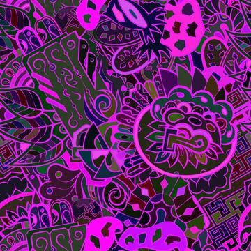 Tracery seamless pattern. Mehndi design. Dark sharp colors. Ethnic doodle tex 스톡 일러스트