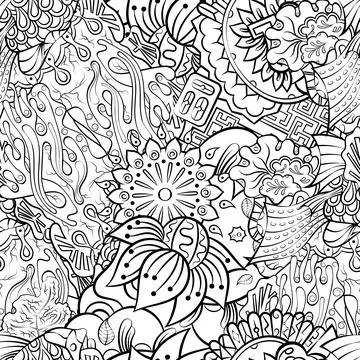 Tracery seamless pattern. Mehndi design. Binary monochrome black and white. E Stock Illustration