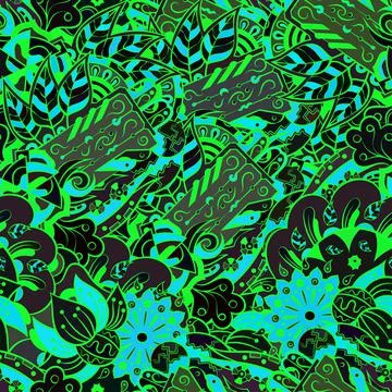 Tracery seamless pattern. Mehndi design. Dark sharp colors. Ethnic doodle tex Stock Illustration