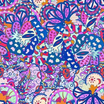 Tracery seamless pattern. Mehndi design. Ethnic doodle texture. Curved doodli イラスト素材