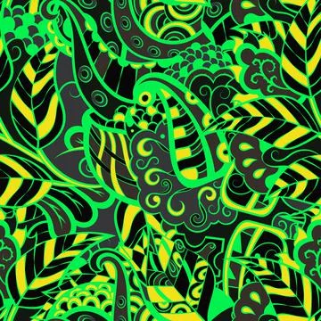 Tracery seamless pattern. Mehndi design. Dark sharp colors. 6 colors. Ethnic  스톡 일러스트