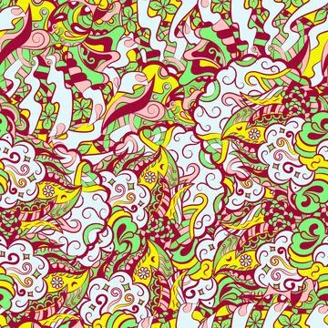 Tracery seamless pattern. Mehndi design. 6 colors. Ethnic doodle texture. Cur Illustrazione stock