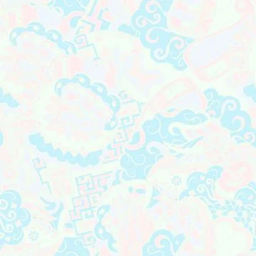 Tracery seamless pattern. Mehndi design. Pastel. 6 colors. Ethnic doodle text Stock Illustration