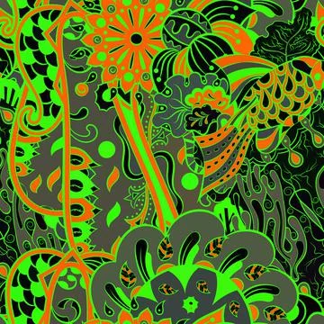 Tracery seamless pattern. Mehndi design. Dark sharp colors. Ethnic doodle tex 스톡 일러스트