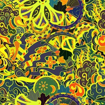 Tracery seamless pattern. Mehndi design. Dark sharp colors. Ethnic doodle tex イラスト素材