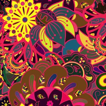 Tracery seamless pattern. Mehndi design. Dark sharp colors. Ethnic doodle tex 스톡 일러스트
