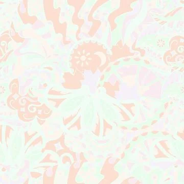 Tracery seamless pattern. Mehndi design. Pastel. 6 colors. Ethnic doodle text Stock Illustration