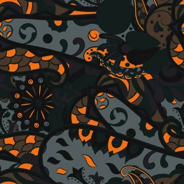 Tracery seamless pattern. Mehndi design. Dark sharp colors. 7 colors. Ethnic  스톡 일러스트