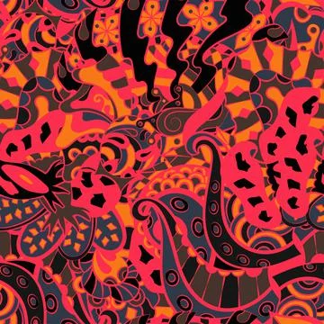 Tracery seamless pattern. Mehndi design. Dark sharp colors. 6 colors. Ethnic  Stockillustratie