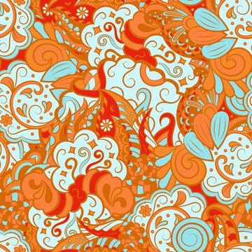 Tracery seamless pattern. Mehndi design. 6 colors. Ethnic doodle texture. Cur Illustrazione stock