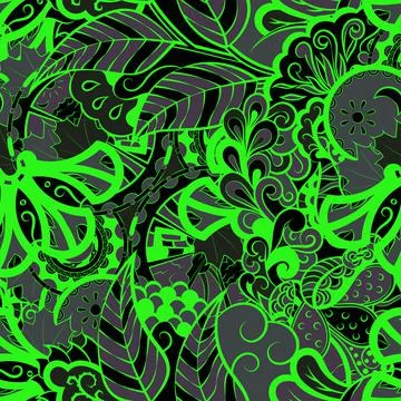 Tracery seamless pattern. Mehndi design. Dark sharp colors. 6 colors. Ethnic  イラスト素材