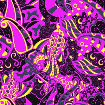 Tracery seamless pattern. Mehndi design. Dark sharp colors. 6 colors. Ethnic  Stock Illustration