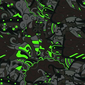 Tracery seamless pattern. Mehndi design. Dark sharp colors. 7 colors. Ethnic  Stock Illustration