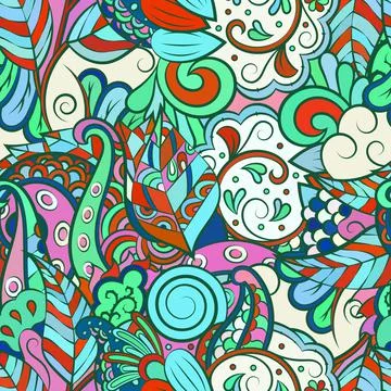 Tracery seamless pattern. Mehndi design. Ethnic doodle texture. Curved doodli 스톡 일러스트