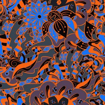 Tracery seamless pattern. Mehndi design. Dark sharp colors. 6 colors. Ethnic  스톡 일러스트