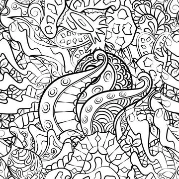 Tracery seamless pattern. Mehndi design. Binary monochrome black and white. E Illustrazione stock