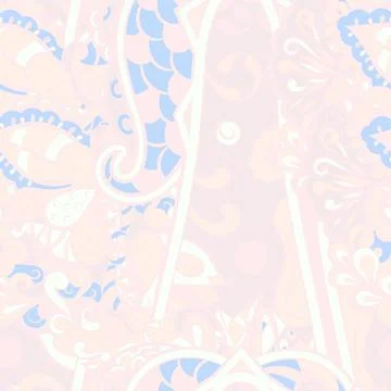 Tracery seamless pattern. Mehndi design. Pastel. 6 colors. Ethnic doodle text Illustrazione stock