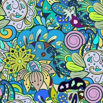 Tracery seamless pattern. Mehndi design. Ethnic doodle texture. Curved doodli Stock Illustration