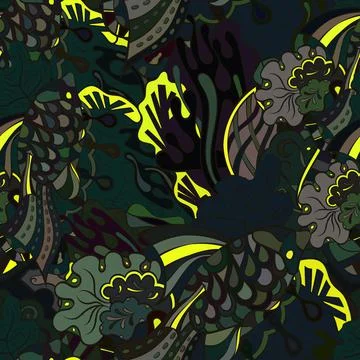 Tracery seamless pattern. Mehndi design. Dark sharp colors. Ethnic doodle tex Stock Illustration