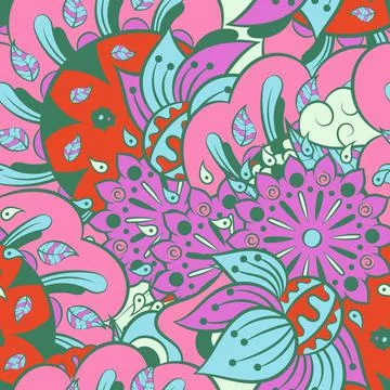 Tracery seamless pattern. Mehndi design. 6 colors. Ethnic doodle texture. Cur Stock Illustration