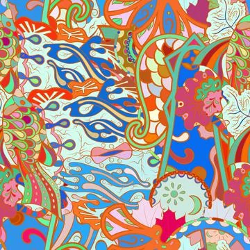 Tracery seamless pattern. Mehndi design. Ethnic doodle texture. Curved doodli イラスト素材