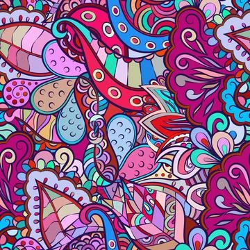 Tracery seamless pattern. Mehndi design. Ethnic doodle texture. Curved doodli イラスト素材