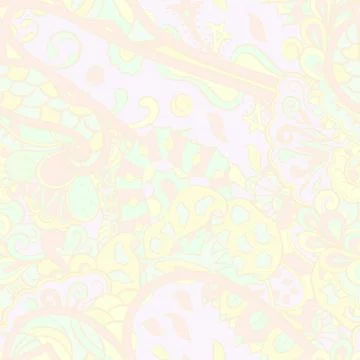 Tracery seamless pattern. Mehndi design. Pastel. 7 colors. Ethnic doodle text Stock Illustration