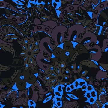 Tracery seamless pattern. Mehndi design. Dark sharp colors. 7 colors. Ethnic  스톡 일러스트