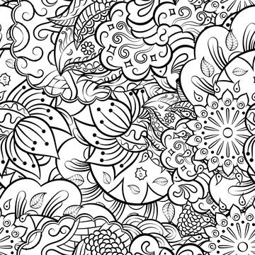 Tracery seamless pattern. Mehndi design. Binary monochrome black and white. E Stock Illustration
