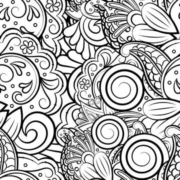 Tracery seamless pattern. Mehndi design. Binary monochrome black and white. E Stock Illustration