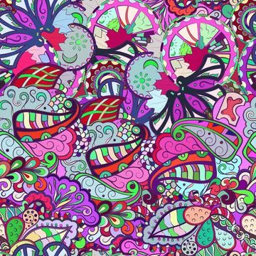 Tracery seamless pattern. Mehndi design. Ethnic doodle texture. Curved doodli Stock Illustration