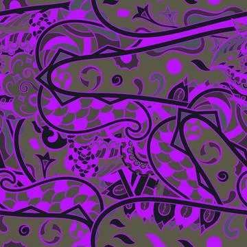 Tracery seamless pattern. Mehndi design. Dark sharp colors. 6 colors. Ethnic  Illustrazione stock