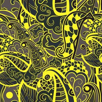 Tracery seamless pattern. Mehndi design. Dark sharp colors. 6 colors. Ethnic  Stockillustratie