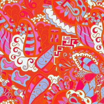Tracery seamless pattern. Mehndi design. Ethnic doodle texture. Curved doodli Stock Illustration