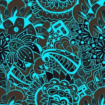 Tracery seamless pattern. Mehndi design. Dark sharp colors. 6 colors. Ethnic  스톡 일러스트