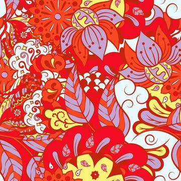 Tracery seamless pattern. Mehndi design. 6 colors. Ethnic doodle texture. Cur Illustrazione stock