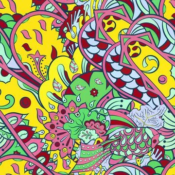 Tracery seamless pattern. Mehndi design. Ethnic doodle texture. Curved doodli Illustrazione stock