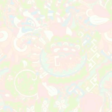 Tracery seamless pattern. Mehndi design. Pastel. 7 colors. Ethnic doodle text Stock Illustration