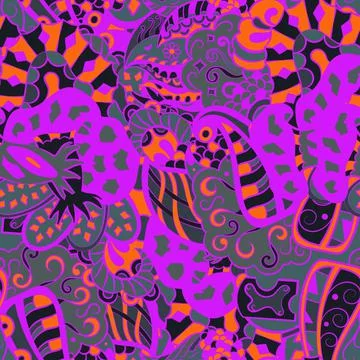 Tracery seamless pattern. Mehndi design. Dark sharp colors. 6 colors. Ethnic  Stock Illustration