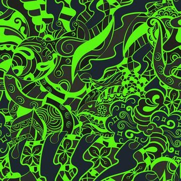 Tracery seamless pattern. Mehndi design. Dark sharp colors. 6 colors. Ethnic  库存插图