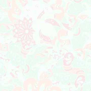 Tracery seamless pattern. Mehndi design. Pastel. 6 colors. Ethnic doodle text Stock Illustration