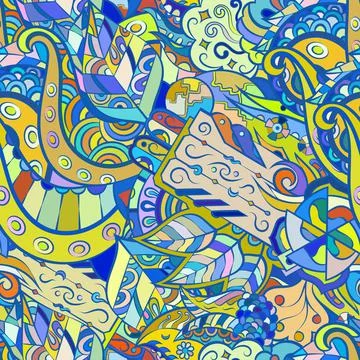 Tracery seamless pattern. Mehndi design. Ethnic doodle texture. Curved doodli Stock-Illustration
