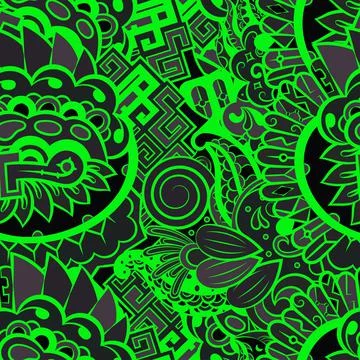 Tracery seamless pattern. Mehndi design. Dark sharp colors. 6 colors. Ethnic  스톡 일러스트